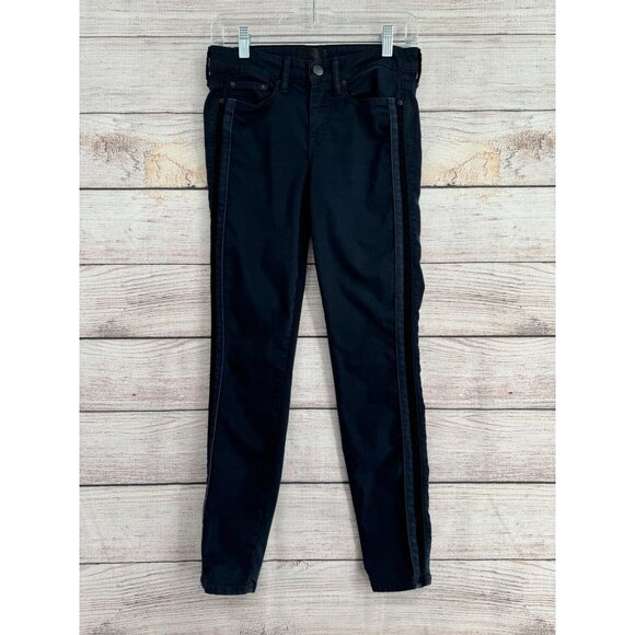 Vince Dylan Skinny Jeans Women's Size 27 Dark‎ Coastal Blue Side Stripes - Picture 1 of 11